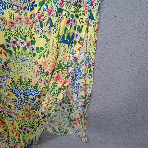 Alice + Olivia Maxi Dress Women 10 Yellow Multi Floral Side Slit Spaghetti Strap - Picture 9 of 14